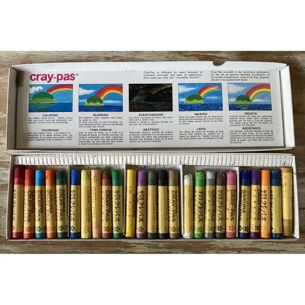 Vintage artist art drawing supplies Sakura Cray Pas Jumbo oil pastels 25 sticks